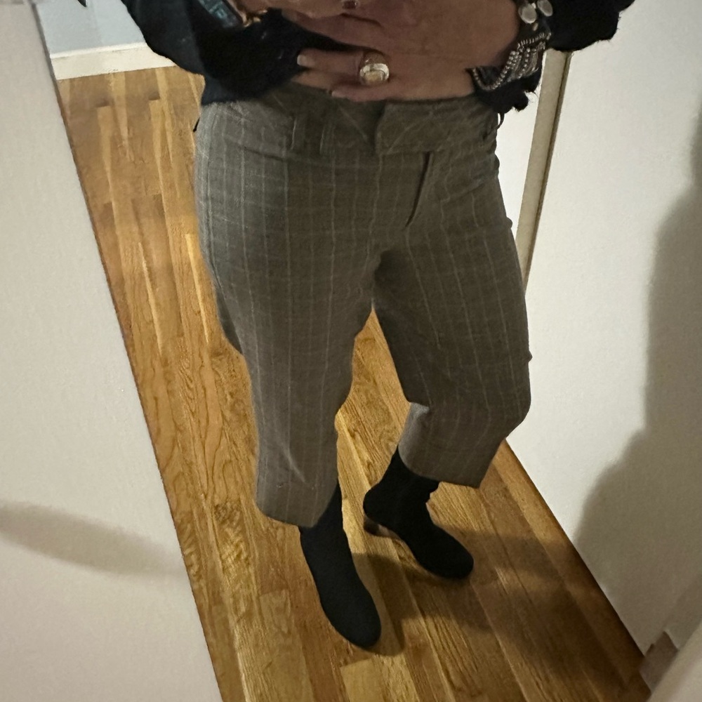 LOFT Petite Plaid Cropped Trousers